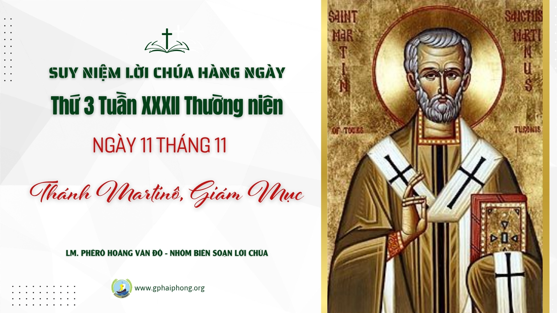 Suy Niệm Lời Chúa Hàng Ngày | Thứ Ba Tuần XXXII Mùa Thường Niên